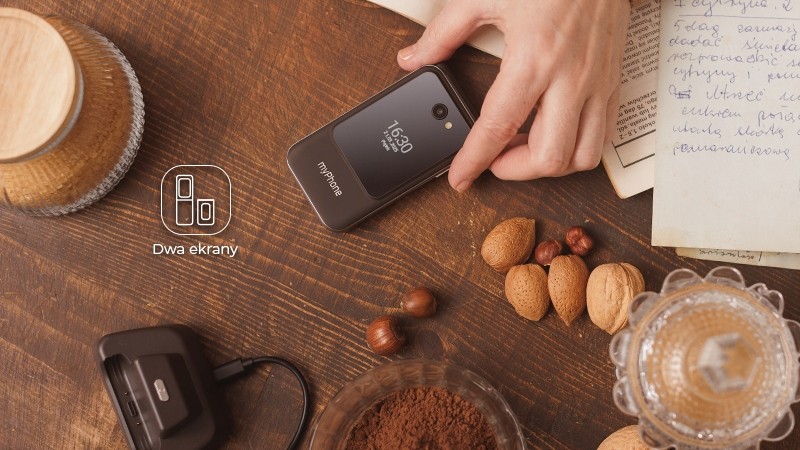 myPhone-Harmony-LTE-Praline-Collection-stacja-Ladujaca-Kolor-brazowy